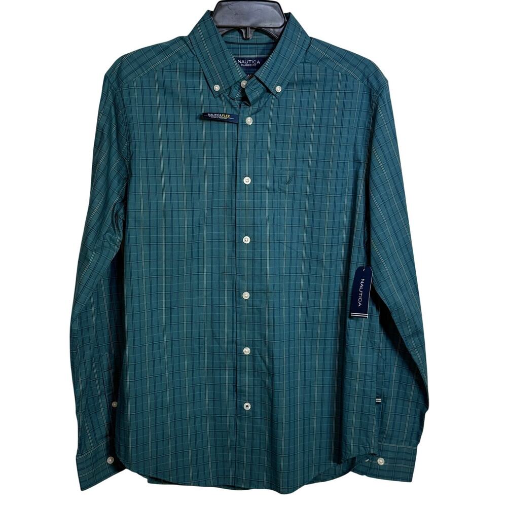 Nautica Men's Wear to Work Reg-Fit Wrinkle-Resistant Shirt Deep Atlantic Sm $70